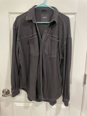 aerie Men’s Charcoal Waffle Knit Shirt Jacket